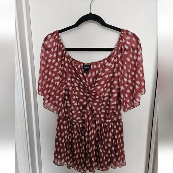 Daytrip Tops - Daytrip Rust and Cream Twisted Front  Top